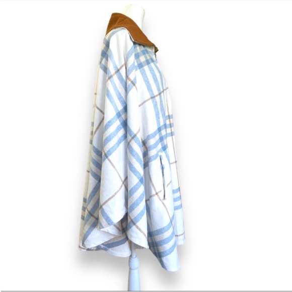 Sold out NWOT Free People Woodstock Plaid Poncho Color Oat Combo Size One Size - Picture 3 of 5